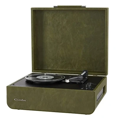 Image of Crosley Mercury Portable Turntable Bluetooth Record Player, 3 Speed Suitcase Vinyl Home Turntables for Records, Built in Stereo Speakers &amp; Receiver, AUX Input, Green