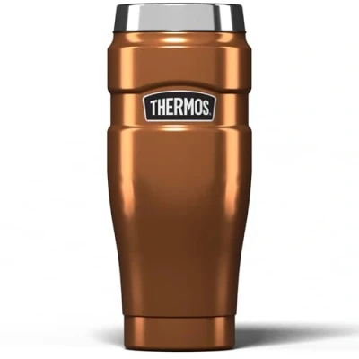 Image of Thermos Stainless King Travel Tumbler &amp; Multi Purpose Flask 470ml Insulated Hot Cold Water Bottle for Daily Commute Weekend Adventures Sleek Design in Copper, 5 Year Durability