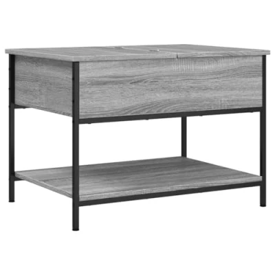 Image of vidaXL Grey Sonoma Coffee Table End/Sofa Side Table, Engineered Wood/Metal, 70x50x50 cm, Adjustable Feet for Living Room Functionality