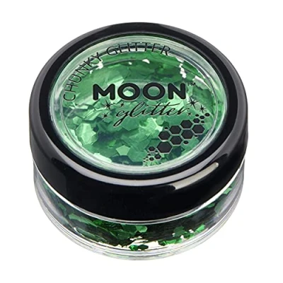 Image of Classic Chunky Glitter by Moon Green Cosmetic Festival Makeup for Face, Body, Nails, Hair, Lips 3g