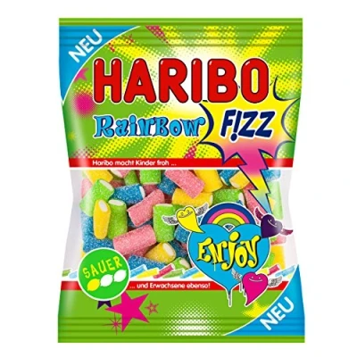 Image of Haribo Rainbow Fizz, Gummy Bears, Wine Gum, Fruit Sour, 175 g