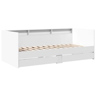 Image of vidaXL Day Bed with Drawers White 90 x 190 cm Wood Material