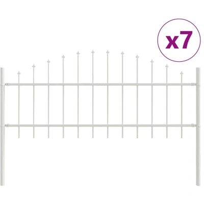 Image of vidaXL White Garden Fence with Hoop Top 11.9 x 0.75 m Steel