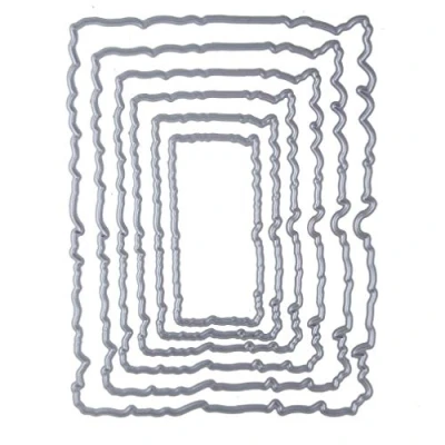 Image of 6pcs Vintage Torn Rectangle Frame Stitched Metal Cutting DIY Scrapbooking Stamps Craft Cards Embossing Making Stencil