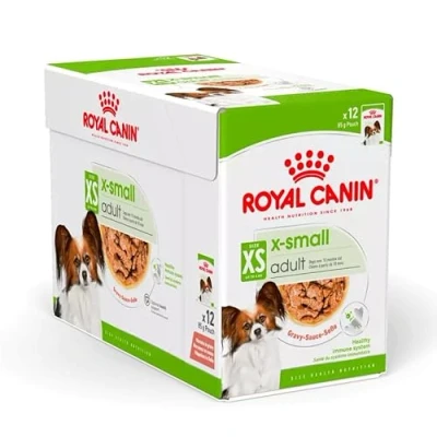 Image of ROYAL CANIN x Small Adult 12 85 g Wet Food for and Especially Dogs From 10 Months With Appetizers In Sauce Pouch Bag