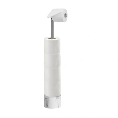Image of Blue Canyon Stainless Steel Toilet Roll Holder, Free Standing Paper Storage, Organizer, Tissue Marble