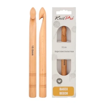 Image of KnitPro KP35709 Basix Birch: Crochet Hooks: Single Ended: 15cm x 15.00mm, Birchwood, Multi Colour