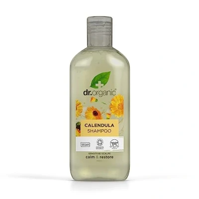 Image of Dr Organic Calendula Shampoo, Fragrance Free, Sensitive Skin, Natural, Vegan, Cruelty Paraben &amp; SLS Recyclable Recycled Ocean Bound Plastic, Certified Organic, 265ml, Packaging may vary
