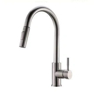 Image of TIMACO Kitchen Tap with Pull Out Sprayer, Swivel Single Stainless Steel Modern Taps Mixer High Arch Handle Sink Taps,Brushed Nickle