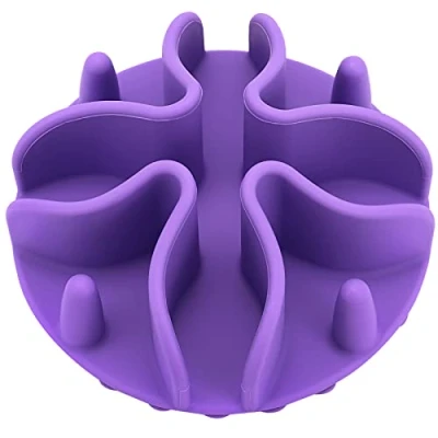 Image of Slow Feeder Dog Bowl Insert,Doweiss Silicone for Cat Puppy Pet with Stong Suction Cups Bowls Eating (Large, Purple)