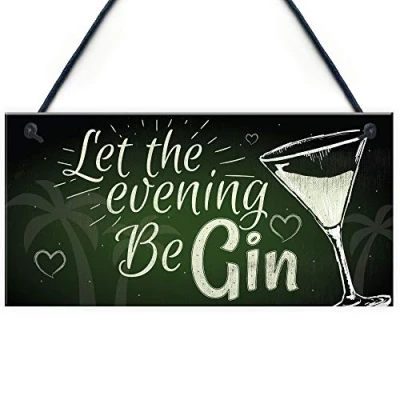 Image of RED OCEAN Funny Gin Sign Alcohol Plaque Garden Shed Home Bar Pub Kitchen Friendship Gift