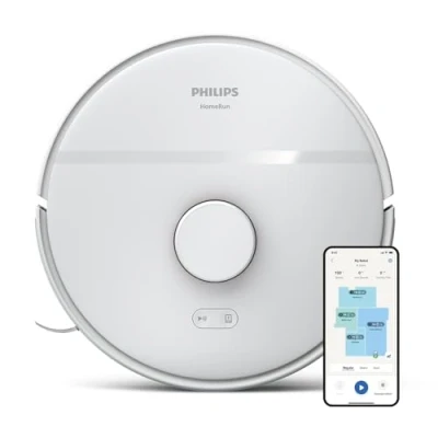 Image of Philips HomeRun 2000 series: 2 in 1 Robot vacuum and mop with 2700 Pa suction &amp; 130 min runtime, laser navigation, carpet boost, app controlled, White (XU2000/20)