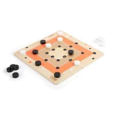 Image of small foot 12220 Wooden Nine Men&#039;s Morris and Solitaire &quot;Gold Edition&quot;, modern colours, two board games, ages 6+ years