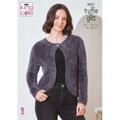 Image of King Cole Ladies Knitting Pattern Truffle Glitz Womans Tunic Jumper &amp; Cardigan (6051)