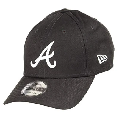 Image of New Era Atlanta Braves 9forty Adjustable Cap Mlb Rear Logo Black/White One Size