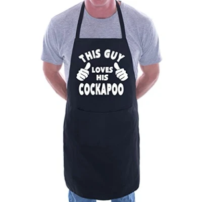 Image of Print4U This Guy Loves His Cockapoo BBQ Dog Cooking Funny Novelty Apron Black
