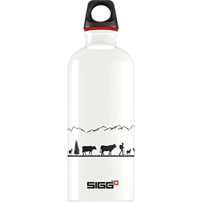 Image of Sigg Aluminium Water Bottle Traveller White Climate Neutral Certified Suitable For Carbonated Beverages Leakproof Lightweight BPA Free 0.6 L