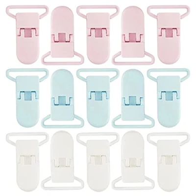 Image of 15 Pcs T Shape Plastic Baby Dummy Pacifier Clips Suspender Snap Clip Badge Bib Holders for Pacifiers DIY Crafts