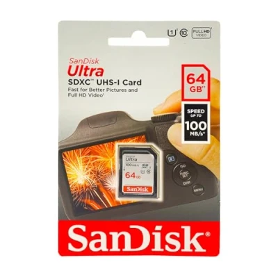 Image of SanDisk SDSDUNR 064G GN6IN Ultra 64 GB SDXC Memory Card up to 100MB/s, Class 10 UHS I