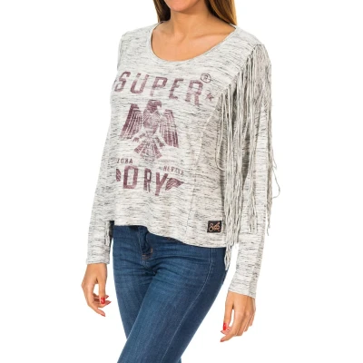 Image of Superdry Colorado Fringe G60000GN WoMens Long Sleeve Sweater Grey Cotton Size Small