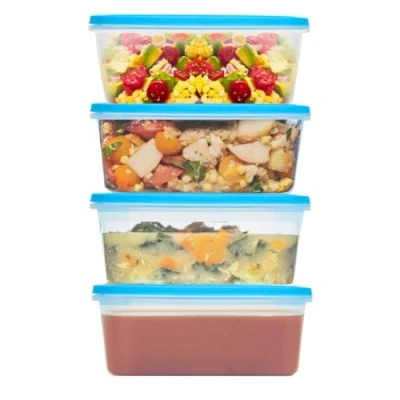 Image of Checkmart Food Storage Container Set 3 L Airtight Boxes with Snap On Lids dishwasher safe microwave freezer BPA Free 4 Count
