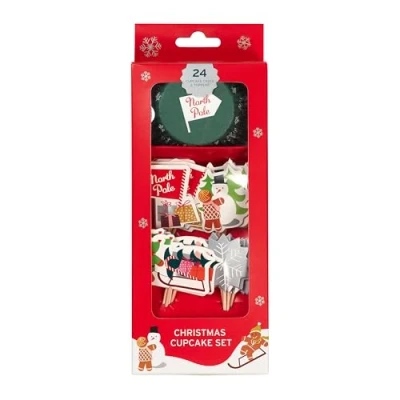 Image of Tala Christmas Cupcake Topper Set, Includes 24 Cases and Toppers, Festive Designs, Metalic
