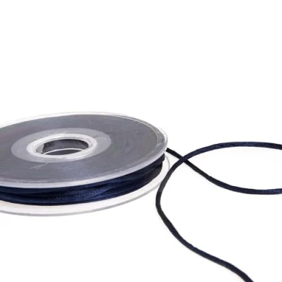Image of SR SUPER RIBBONS®™ Full Reel 3mm Satin Rattail Silk Cord, 20 Metres on Green Lurex