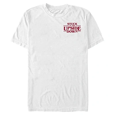 Image of Stranger Things Men&#039;s Upside Down Pocket Short Sleeve T Shirt, White, S