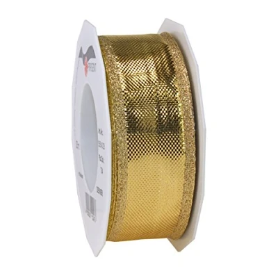 Image of Präsent Denver Metallic look Ribbon Light Gold 25 m Roll 40 mm width