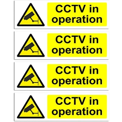Image of RubiGo CCTV Sign 30x10cm, 4PK In Operation Signs, Outdoor Indoor Security Signage Warning Signs Self Adhesive Sticker Safety (4)