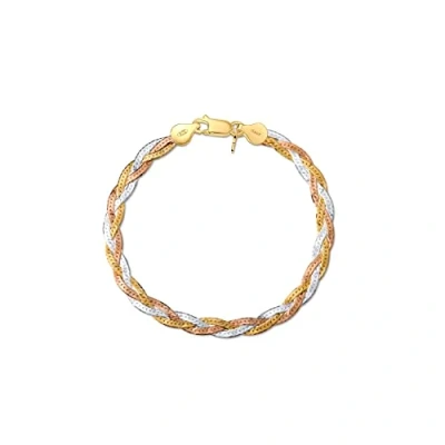 Image of Amberta Women&#039;s 925 Sterling Silver Braided Herringbone Chain Bracelet (Length 7.5 inch): Multicoloured