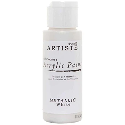 Image of Artiste Acrylic Paint 59ml 2Oz Metallic White, Quick Drying Professional Art, Craft and Hobby Artists Paint, Vibrant Colour, Water Based Paints Cover All Surfaces with Ease, Ideal for Travel