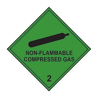 Image of Non Flammable Compressed Gas Class 2 Label Roll of 250 Self Adhesive Vinyl Sticker 100mm x