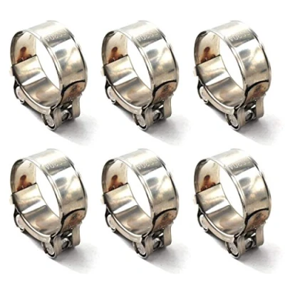Image of 23 25mm T Bolt Clamp 304 Stainless Steel Pipe Heavy Duty Hose (Pack of 6)