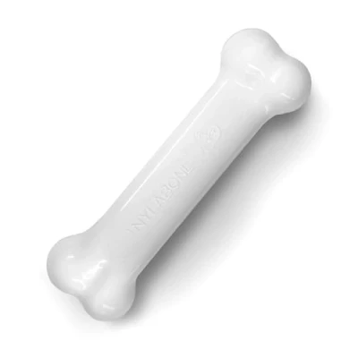 Image of Nylabone Dura Chew Extreme Tough Dog Toy Bone, Chicken Flavour, S, for Dogs Up to 11 kg, White