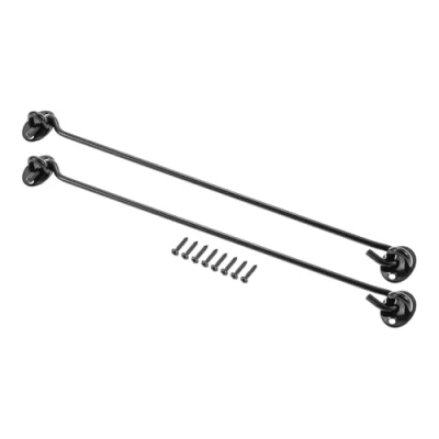 Image of 14 Inch 350mm Cabin Hook and Eye Latch Lock Shed Gate Door Catch Silent Holder Stainless Steel Black 2Pcs