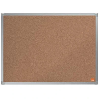 Image of Nobo Cork Noticeboard, 600 x 450 mm, Aluminium Trim, Corner Wall Mounting, Essence Range, Light Brown, 1915460