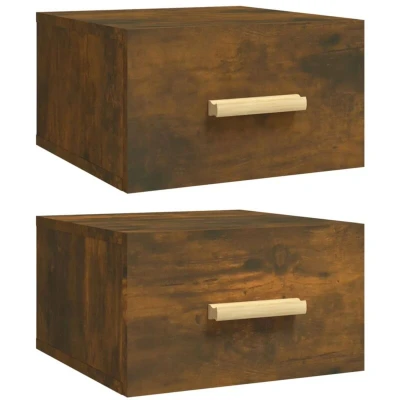 Image of vidaXL Wall mounted Bedside Cabinets 2 pcs Smoked Oak 35x35x20 cm
