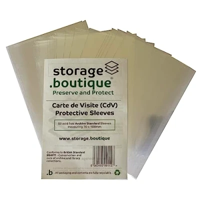 Image of .boutique, storage.boutique Carte de Visite (CdV) Protection Sleeves, Crystal Clear, Acid Free, (70x105mm), 50