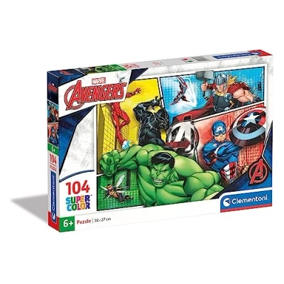 Image of Clementoni 25718, Avengers Supercolor Puzzle for Children 104 Pieces, Ages 6 years Plus, Multicoloured
