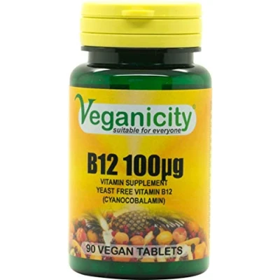 Image of Veganicity Vitamin B12 100µg : Supplement 90 Tablets, in a Planet Friendly 99% Recycled Pot