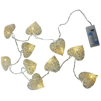 Image of Christmas Concepts® 10 Warm White LED Rattan Heart Lights Christmas/Wedding/Home Decoration