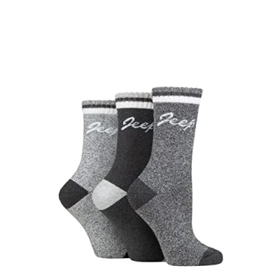 Image of Women&#039;s 3 Pair Jeep Performance Full Cushion Boot Socks Slate / Grey Cream 4 8 Ladies