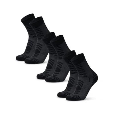 Image of DANISH ENDURANCE Walking Socks Merino Wool Lightweight, Anti Blister Hiking Socks, Breathable Trekking for Men &amp; Women, Unisex, 3 Pack, Black 13 15