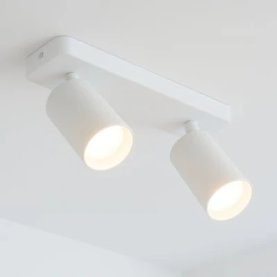 Image of CGC Lighting Round Circular Surface Mount Spotlight Adjustable Ceiling Downlight Spot Down Light Lounge Living Room Kitchen Bedroom (White, Double)