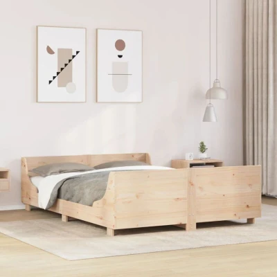 Image of vidaXL Bed Frame without Mattress 135x190 cm Double Solid Wood Pine