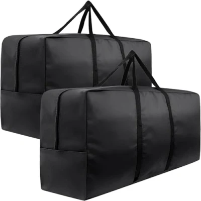Image of 2 Pack Garden Cushion Storage Bag 173x76x51cm 420D Waterproof Outdoor Furniture Extra Large Christmas Tree with Handle and Zipper for Xmas Black