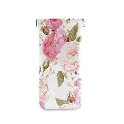 Image of linomo Vintage Floral Flower Rose Sunglasses Bag Microfiber Leather Pouch, Storage for Glasses and Cell Phones