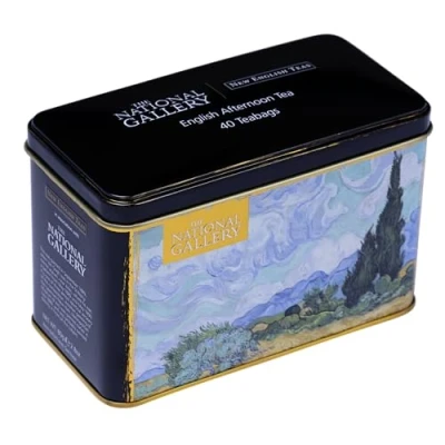 Image of New English Teas Wheatfield by Van Gogh Tin with 40 Breakfast Teabags The National Gallery