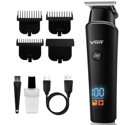 Image of VGR Beard Trimmer Men&#039;s Cordless Hair Clippers Rechargeable Electric Shaver with 500 min Battery Grooming Kit for Professional Precision Facial Stubble, Body, Balding Head Haircut